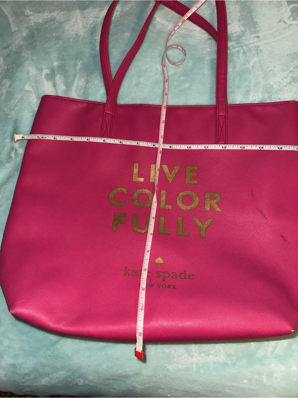 kate spade Hot Pink Tote with Gold Foil 'LIVE COLOR FULLY't